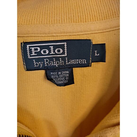 Polo‎ by Ralph Lauren 1/4 Zip Yellow 100% Cotton Sweater Size Large - Picture 4 of 6